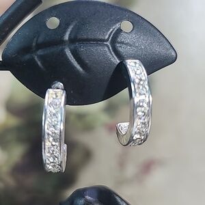 Elegant Silver Hoop and Drop Earrings Set Of 4